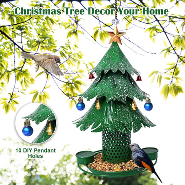 Bird Feeder Christmas Tree Bird Feeders for Outdoor, Metal Bird Feeder Hanging Outdoors, Wild Bird Feeders Cardinal Bird Feeder as a Great Gift for Bird Lovers, Garden Merry Christmas Decorations
